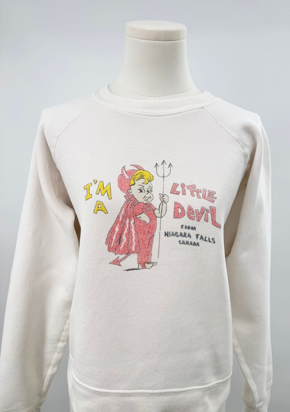 RE/DONE Vintage Graphic Top Little Devil Sweatshirt Hanes White Top S